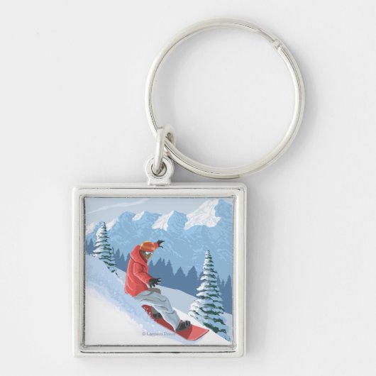Snowboarder Scene - Washington Sleutelhanger (Voorkant)