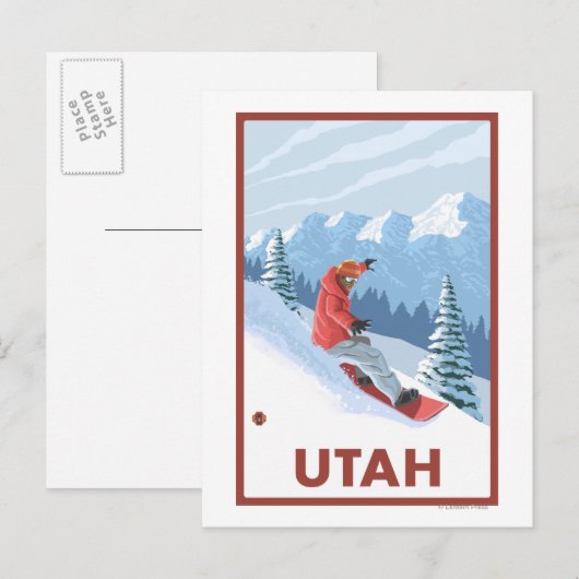 Snowboarder SceneUtah Briefkaart (Voorkant / Achterkant)