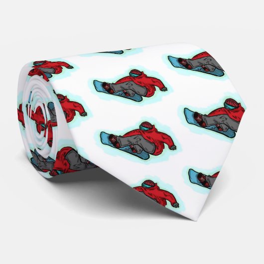 Snowboarder shred necktie stropdas (Opgerold)