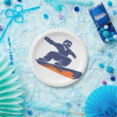 Snowboarder silhouet - Kies achtergrondkleur Papieren Bordje (Feest)