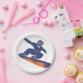 Snowboarder silhouet - Kies achtergrondkleur Papieren Bordje (Feest)
