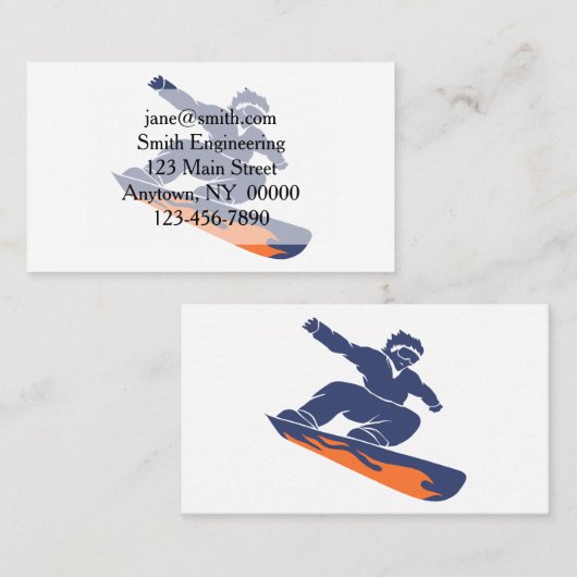Snowboarder silhouet - Kies achtergrondkleur Visitekaartje (Voorkant / Achterkant)