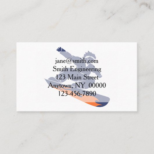 Snowboarder silhouet - Kies achtergrondkleur Visitekaartje (Voorkant)