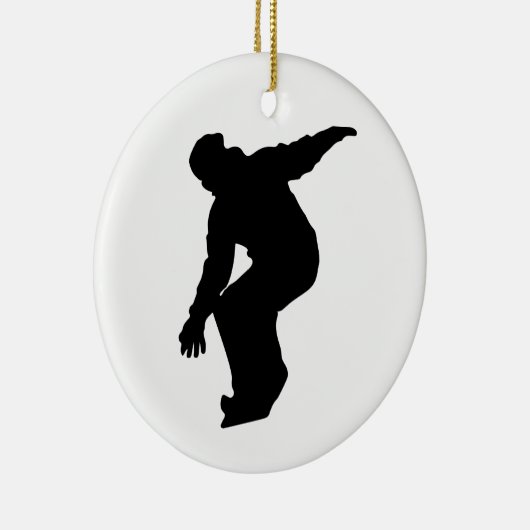Snowboarder Silhouette Keramisch Ornament (Rechts)