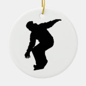 Snowboarder Silhouette Keramisch Ornament (Voorkant)