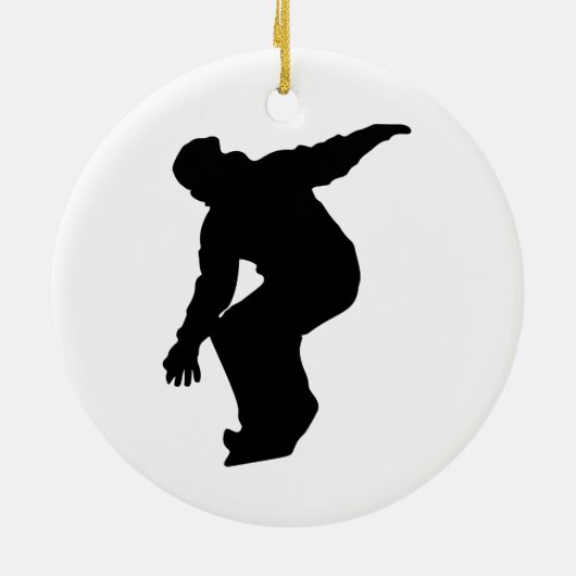 Snowboarder Silhouette Keramisch Ornament (Achterkant)