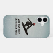 Snowboarder Silhouette op Grunge Kijk - jouw tekst iPhone 16 Hoesje (Achterkant horizontaal)