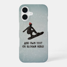 Snowboarder Silhouette op Grunge Kijk - jouw tekst iPhone 16 Hoesje