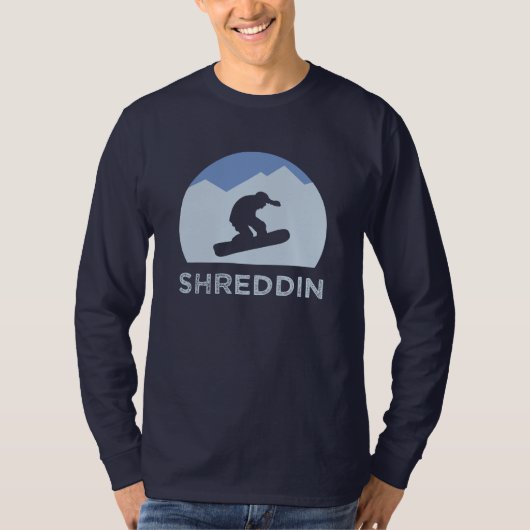Snowboarder Silhouette Shreddin Long Hoeve T-shirt (Voorkant)