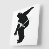 Snowboarder Silhouette Vierkante Klok (Hoek)