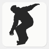 Snowboarder Silhouette Vierkante Sticker (Voorkant)