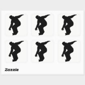 Snowboarder Silhouette Vierkante Sticker (Vel)