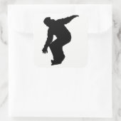 Snowboarder Silhouette Vierkante Sticker (Tas)