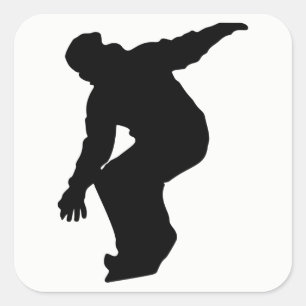 Snowboarder Silhouette Vierkante Sticker