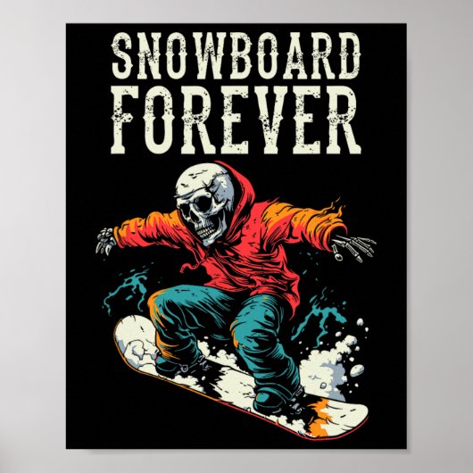 Snowboarder Skeleton - Snowboarden Wintersport Poster (Voorkant)