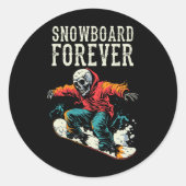 Snowboarder Skeleton - Snowboarden Wintersport Ronde Sticker (Voorkant)