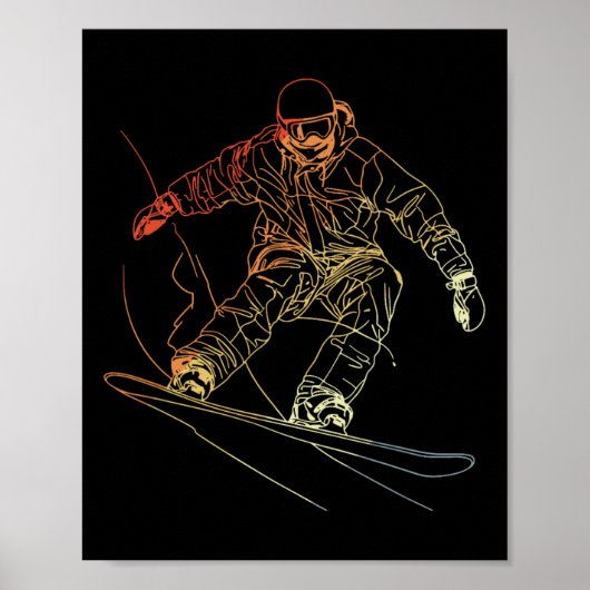 Snowboarder Sketch  Alpine Snowboarden Poster (Voorkant)