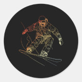 Snowboarder Sketch  Alpine Snowboarden Ronde Sticker (Voorkant)