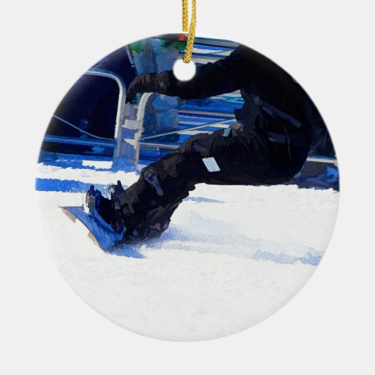Snowboarder Skidding Winter Sport Gift Keramisch Ornament (Voorkant)