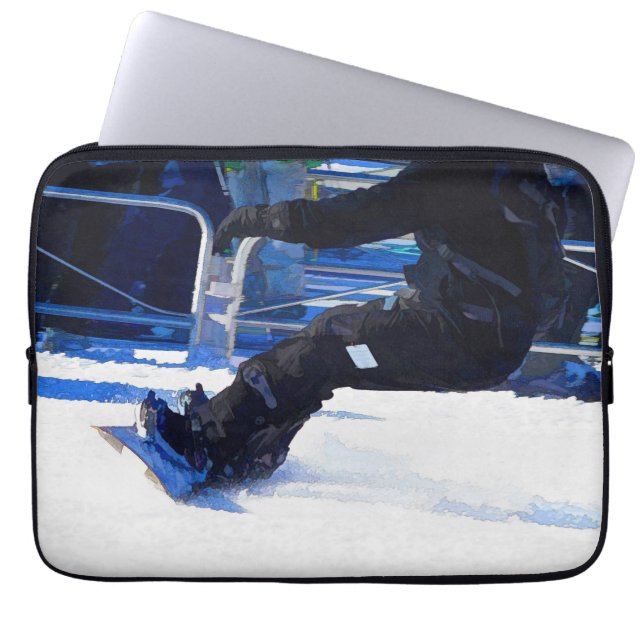 Snowboarder Skidding Winter Sport Gift Laptop Sleeve (Voorkant)