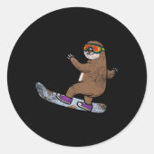 Snowboarder Sloth Lover Snowboarding Snow Winter S Ronde Sticker (Voorkant)
