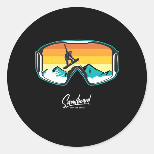 Snowboarder Sneeuwboarders Ronde Sticker (Voorkant)