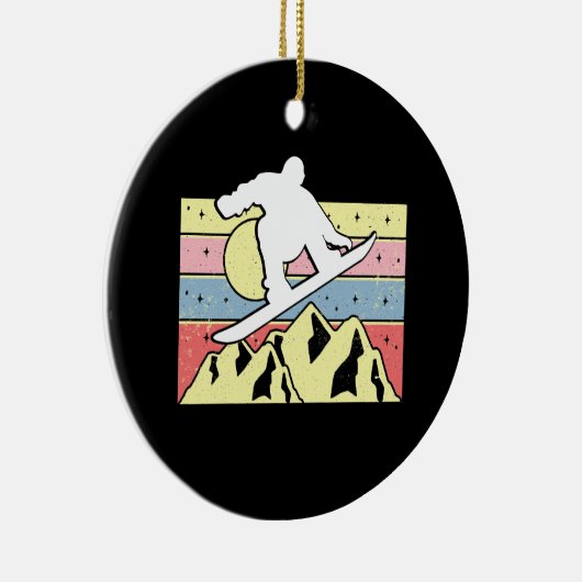 Snowboarder Snowboard Retro Keramisch Ornament (Rechts)