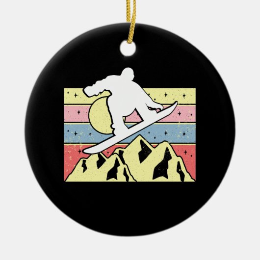 Snowboarder Snowboard Retro Keramisch Ornament (Voorkant)