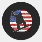 Snowboarder Snowboard Verenigde Staten Vlag Amerik Ronde Sticker (Voorkant)