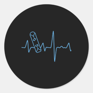 Snowboarder Snowboarden Heartbeat Winter Ski Sport Ronde Sticker