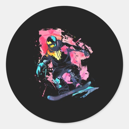 Snowboarder snowboarden Slopestyle Ronde Sticker (Voorkant)
