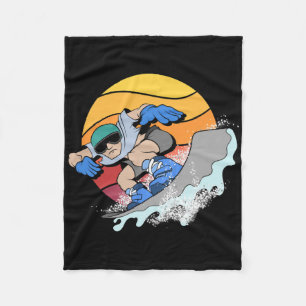 Snowboarder Snowboarden Winter Sport Retro Snowbo Fleece Deken