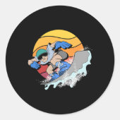 Snowboarder Snowboarden Winter Sport Retro Snowbo Ronde Sticker (Voorkant)