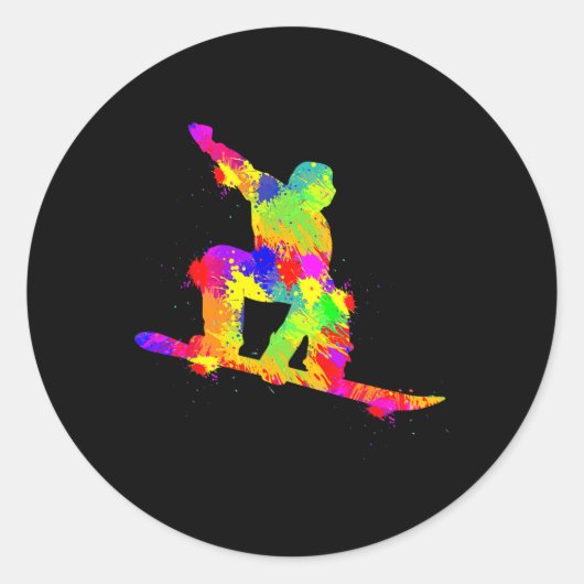 Snowboarder Snowboarder Snowboarder Boys Kinder Ma Ronde Sticker (Voorkant)