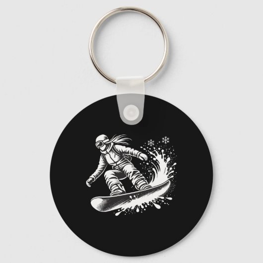 Snowboarder Snowboarder Winter Slope Downhill Hol Sleutelhanger (Voorkant)