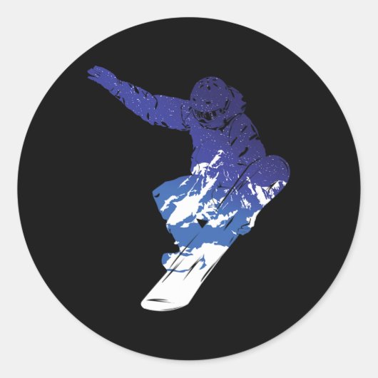 Snowboarder Snowboarder Wintersport S Ronde Sticker (Voorkant)