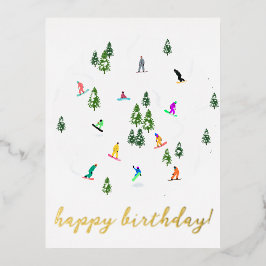 Snowboarder Snowboarding Illustratie Birthday Folie Feestdagen Briefkaart