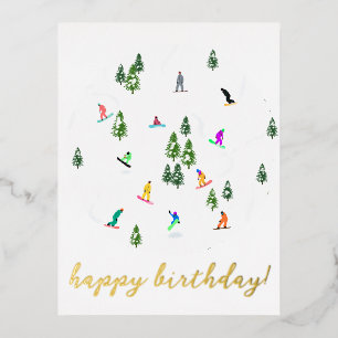 Snowboarder Snowboarding Illustratie Birthday Folie Feestdagen Briefkaart