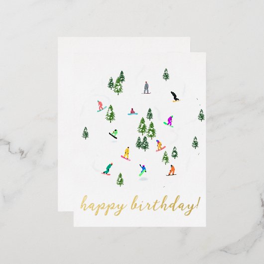 Snowboarder Snowboarding Illustratie Birthday Folie Feestdagen Briefkaart (Voorkant / Achterkant)