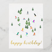 Snowboarder Snowboarding Illustratie Birthday Folie Feestdagen Briefkaart (Voorkant)