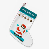 Snowboarder Snowboarding Kleine Kerstsok (Voorkant (Hangend))