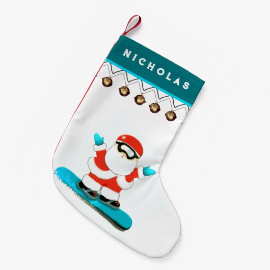 Snowboarder Snowboarding Kleine Kerstsok (Voorkant (Hangend))