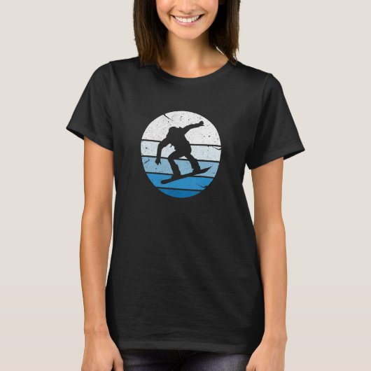 Snowboarder Snowboarding Snowboard Silhouette Vint T-shirt (Voorkant)