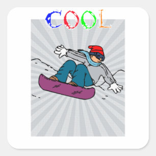  Snowboarder   Snowboarding   snowboarden Vierkante Sticker