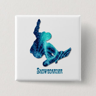 Snowboarder Square Pin Vierkante Button 5,1 Cm