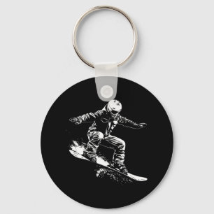 Snowboarder tekenen snowboarden helling 1 sleutelhanger