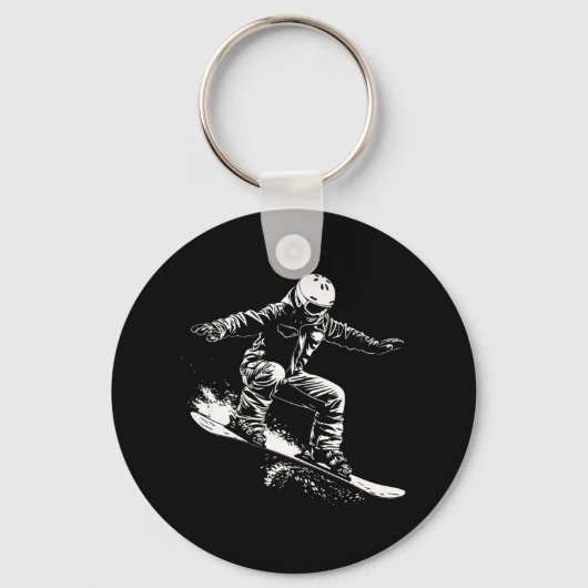 Snowboarder tekenen snowboarden helling 1 sleutelhanger (Voorkant)