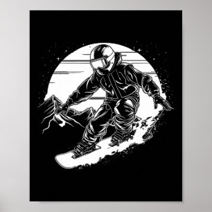 Snowboarder tekenen Snowboarden helling 2 Poster