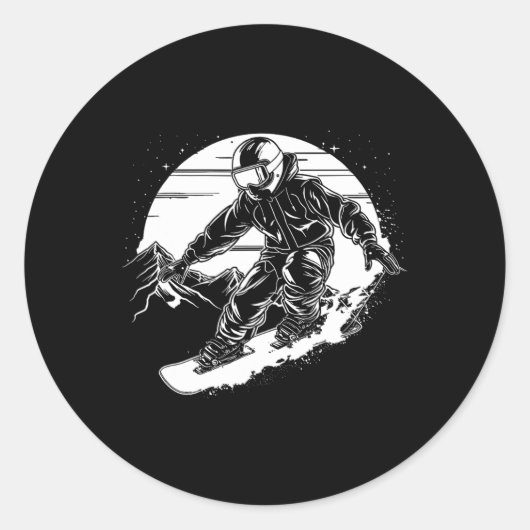 Snowboarder tekenen Snowboarden helling 2 Ronde Sticker (Voorkant)