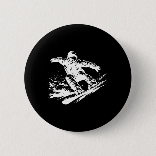 Snowboarder tekenen snowboarden helling ronde button 5,7 cm (Voorkant)